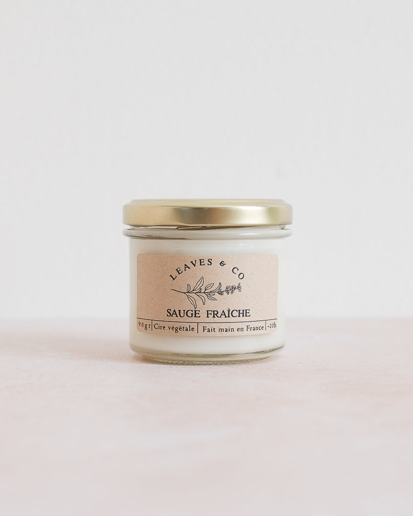 Bougie parfumée artisanale cire végétale - Sauge fraiche