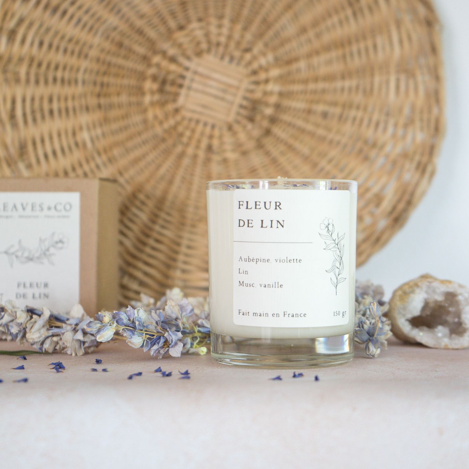 Bougie parfumée artisanale cire végétale - Fleur de lin