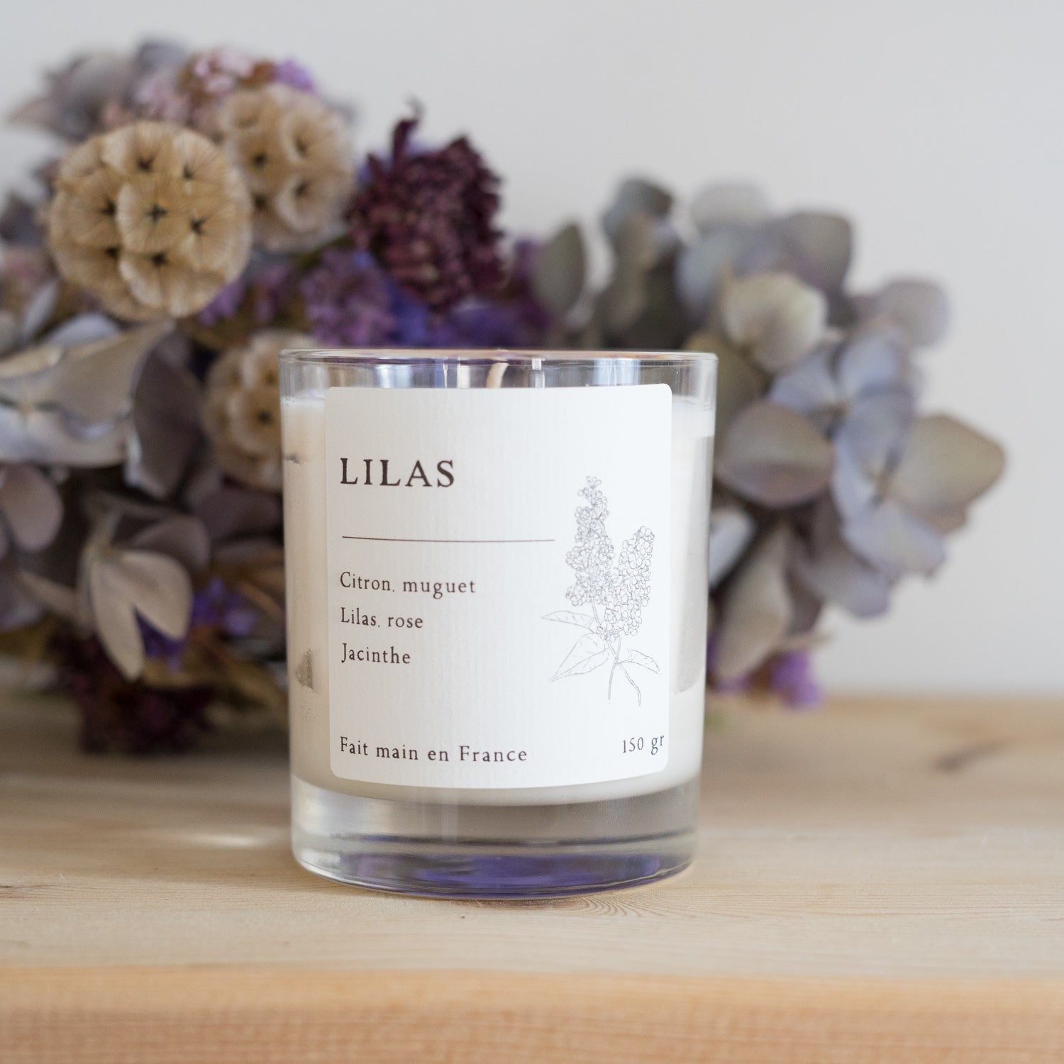 Bougie parfumée artisanale cire végétale - Lilas