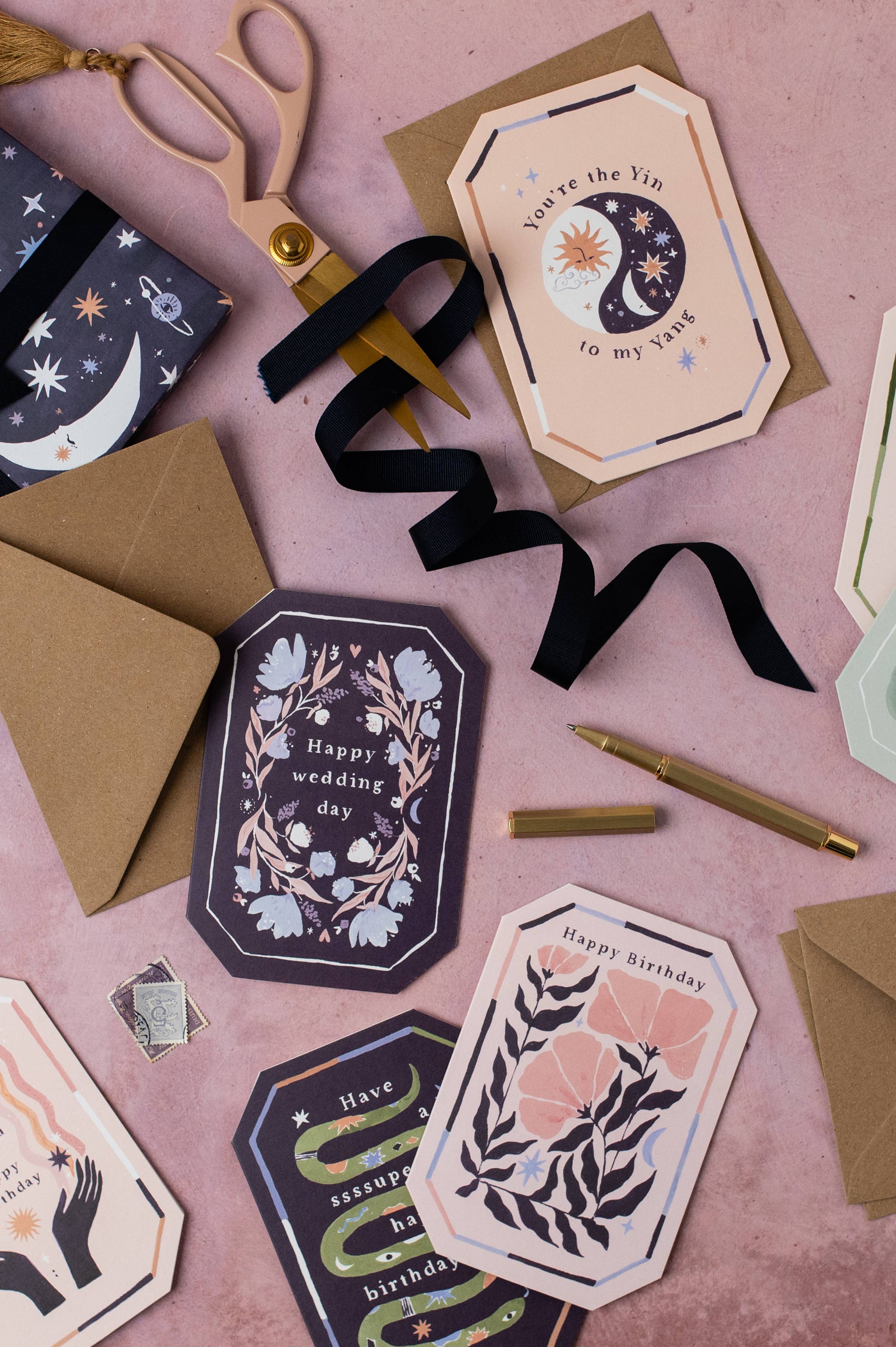 Carte de mariage florale en forme de gemme | Cartes de vœux originales