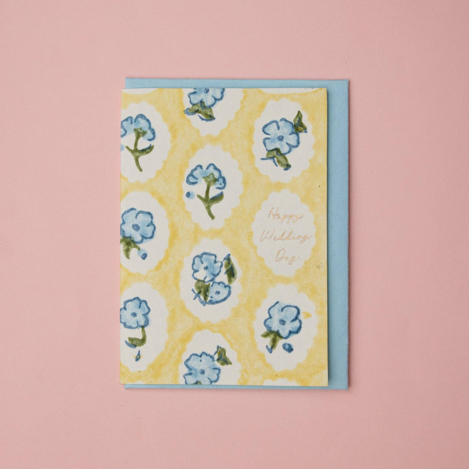Carte de mariage – Fleurs bleues et jaunes