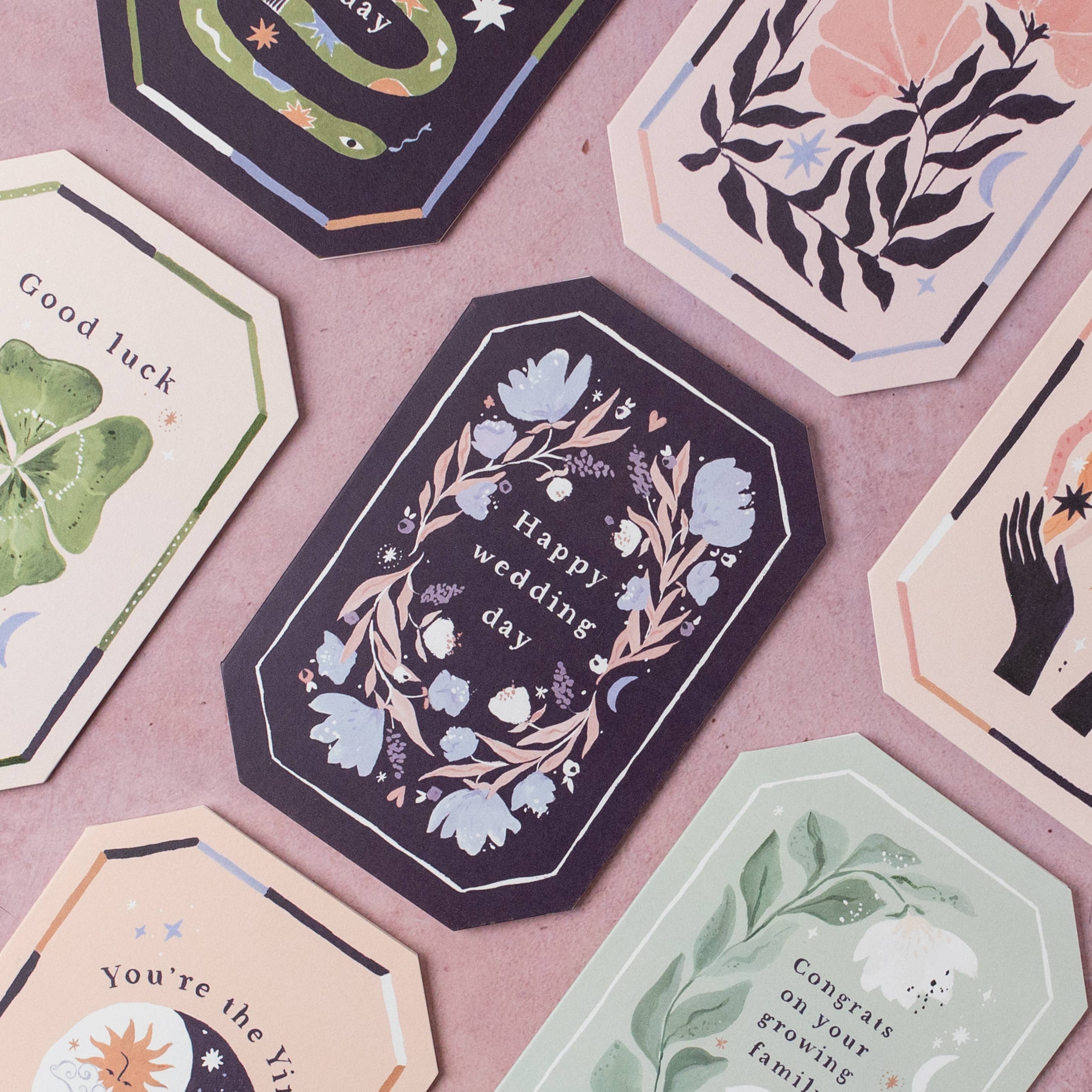Carte de mariage florale en forme de gemme | Cartes de vœux originales