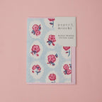 Carte fleurie – Fleurs roses sur fond bleu