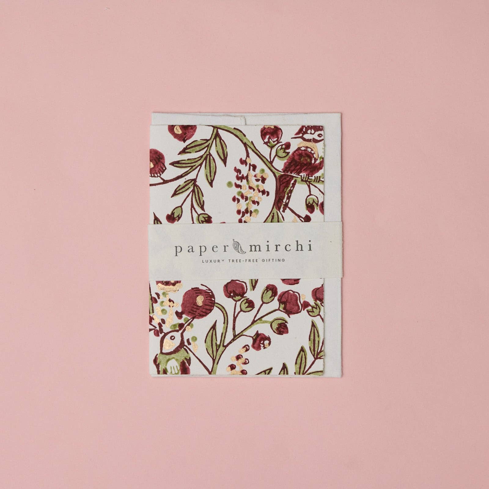 Carte de vœux imprimée au bloc - Fleurs grenat