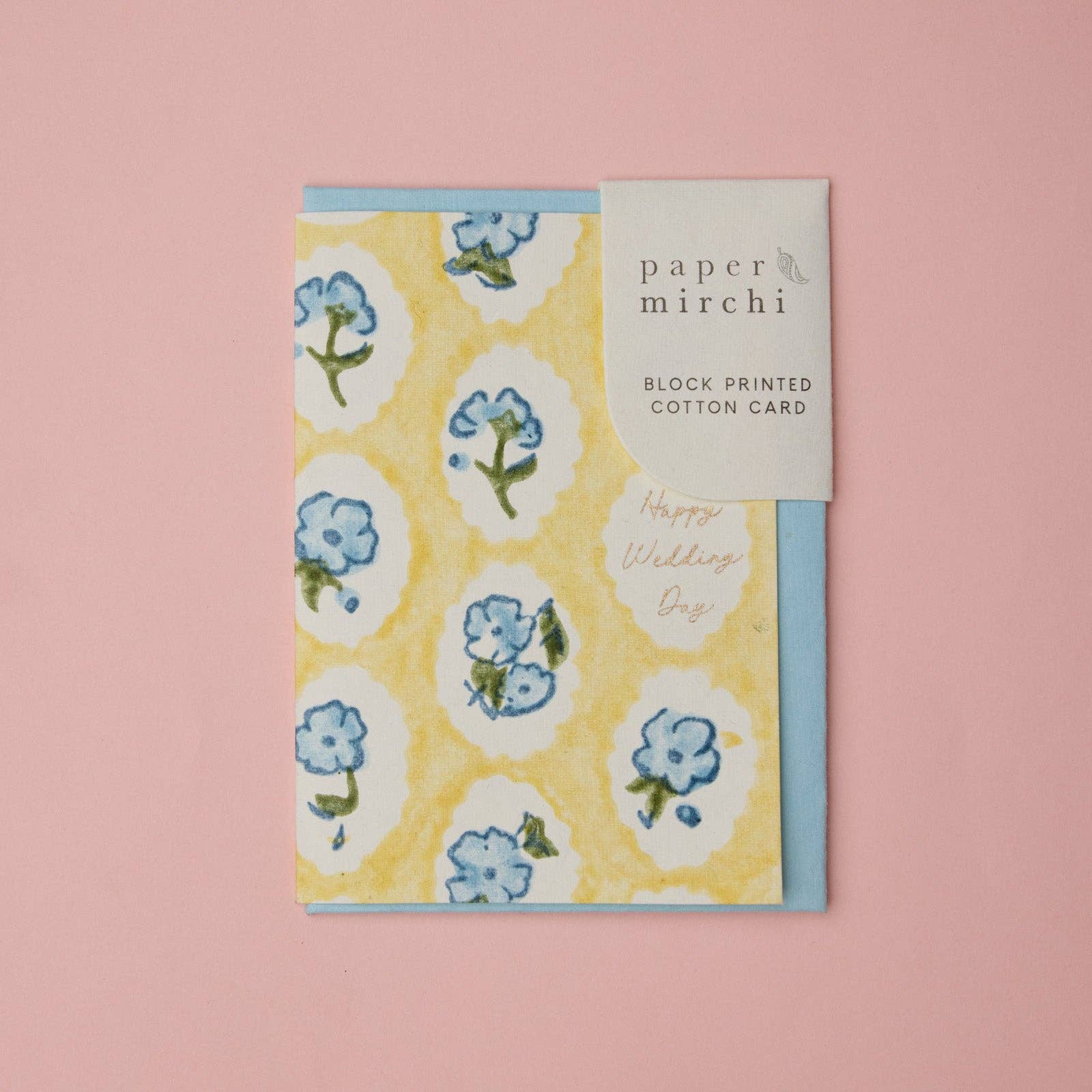 Carte de mariage – Fleurs bleues et jaunes