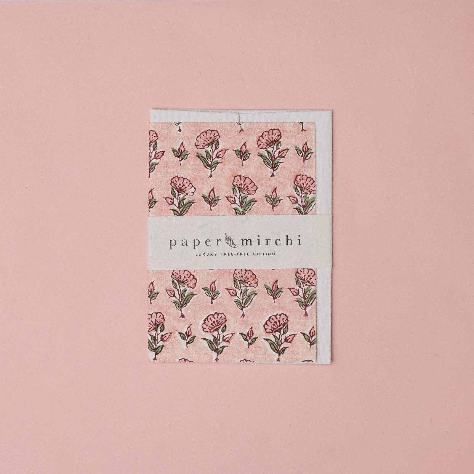 Carte fleurie – Petites fleurs sur fond rose poudré