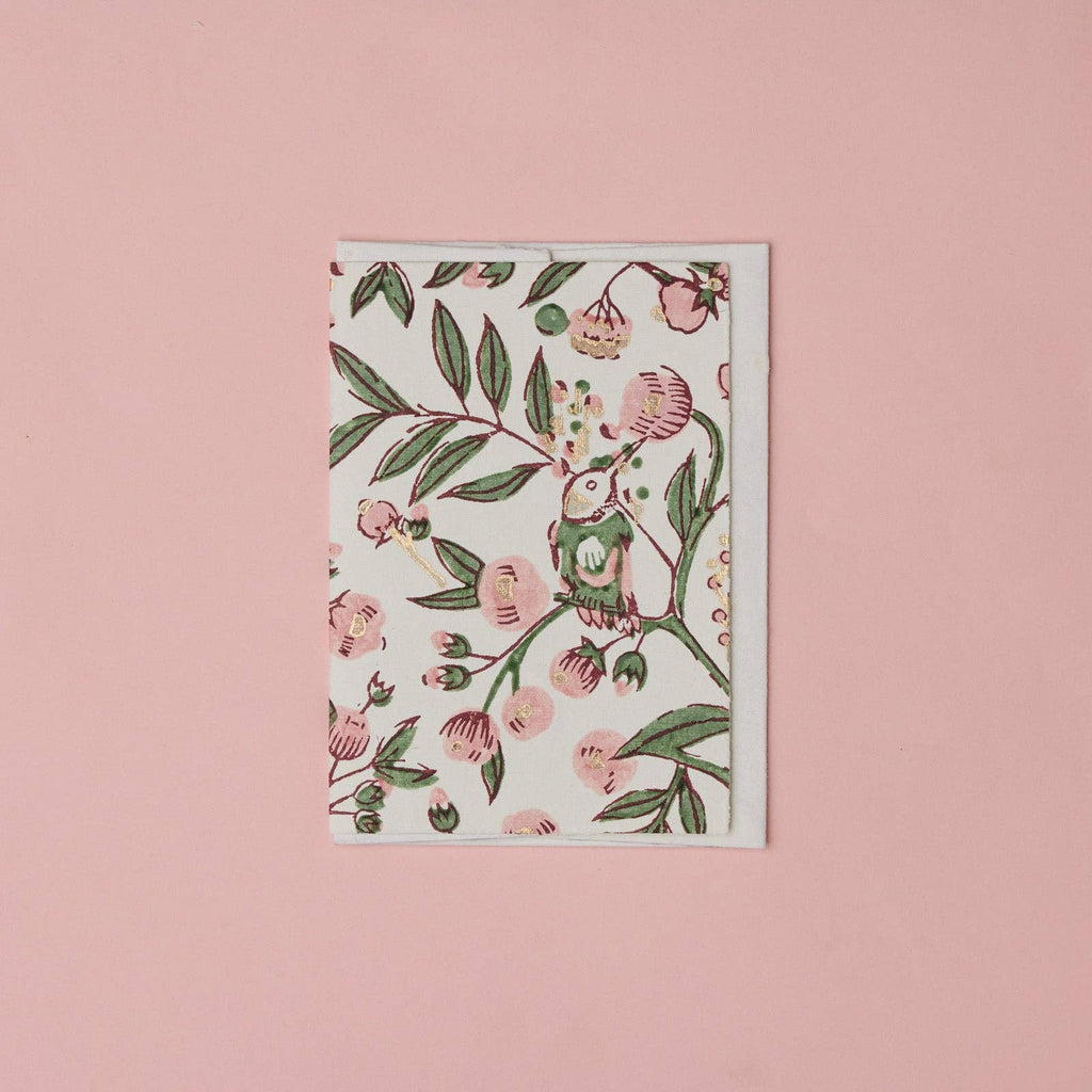 Carte fleurie – Jardin rose et doré