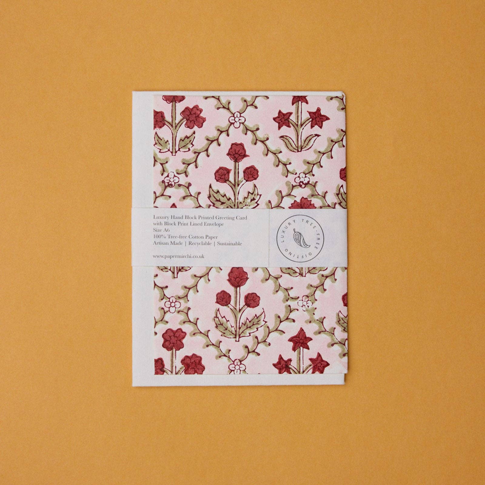Carte fleurie – Treillage rose et grenat