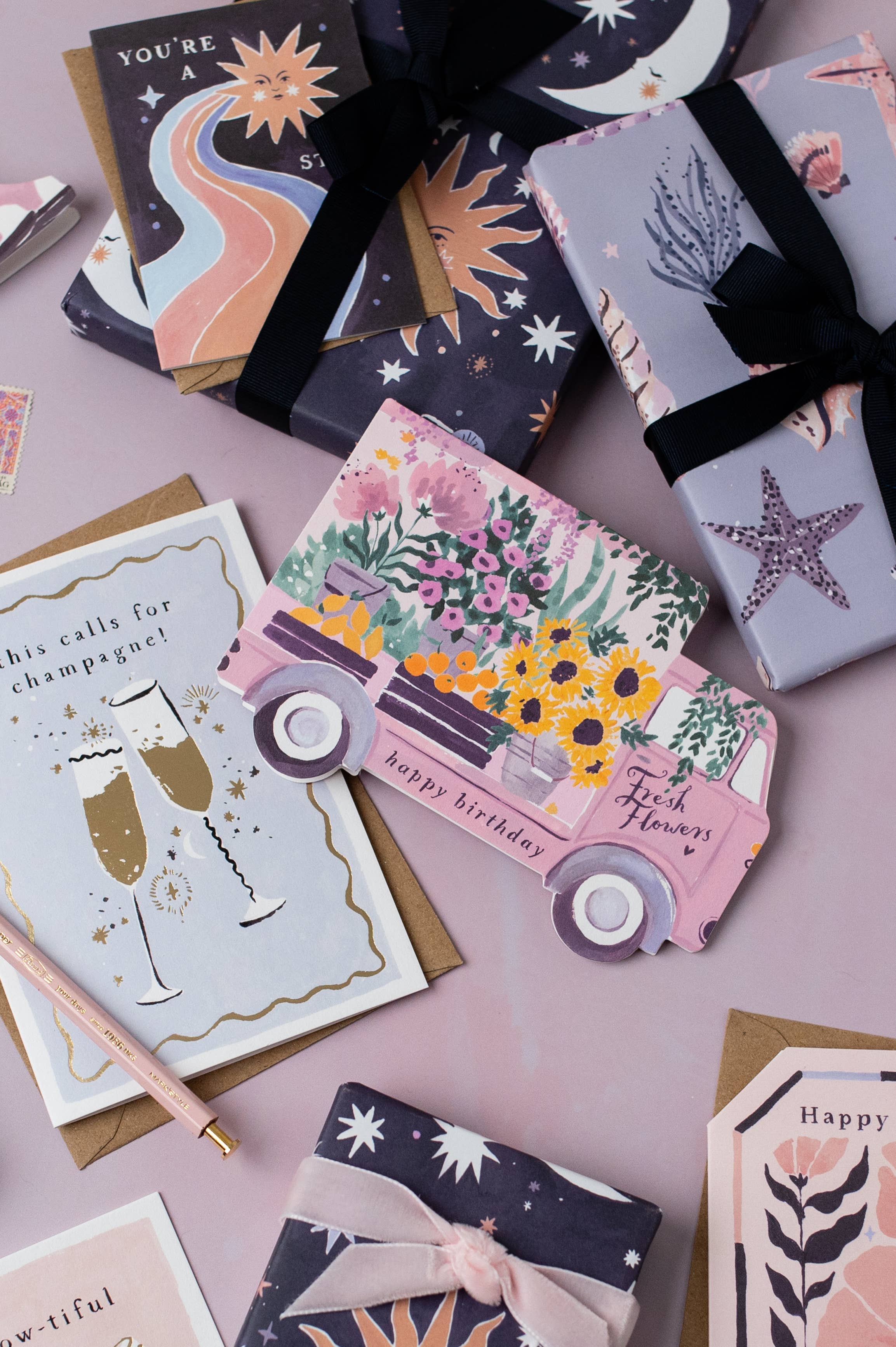 Carte d'anniversaire Camion de Fleurs | Carte d'anniversaire féminine | Design floral