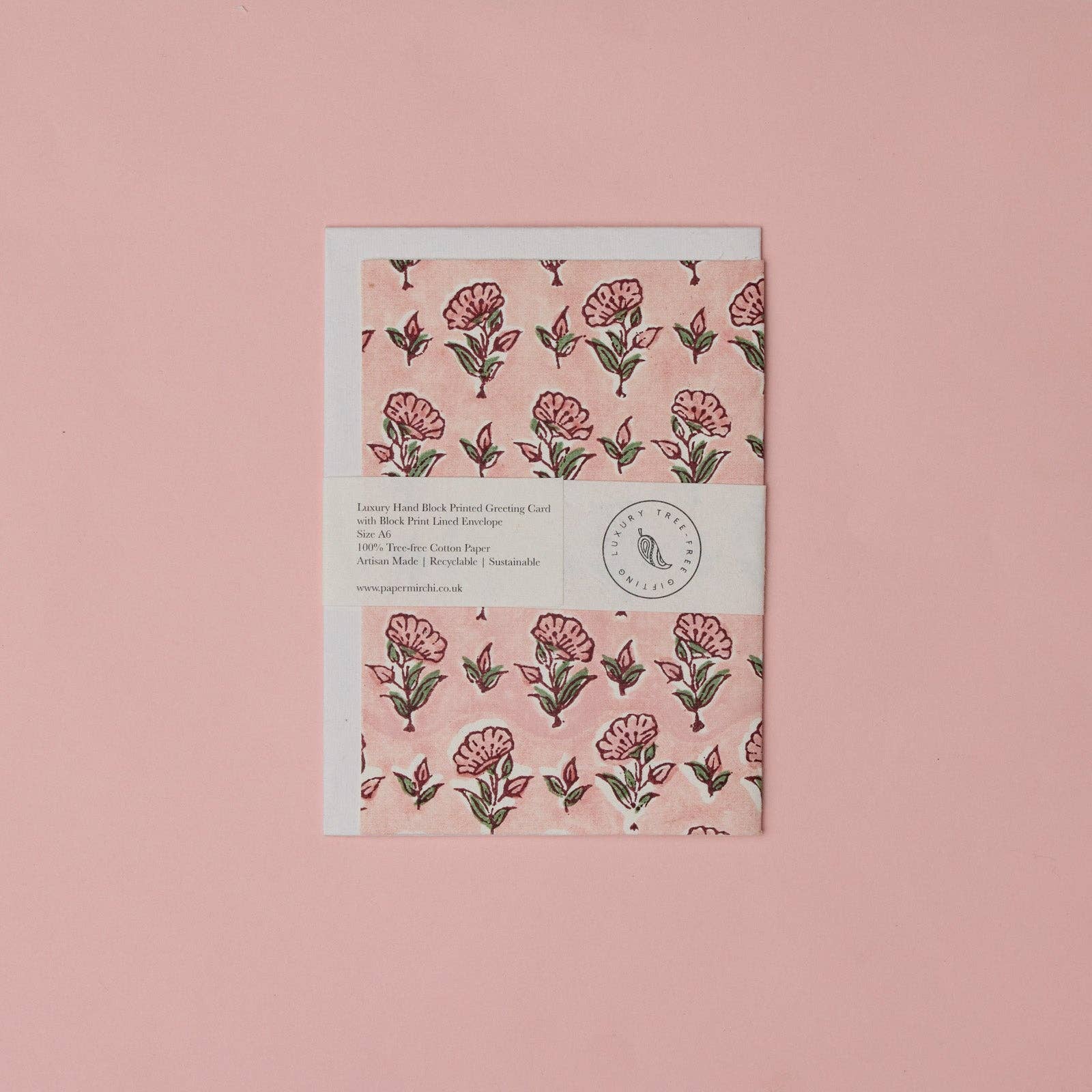 Carte fleurie – Petites fleurs sur fond rose poudré
