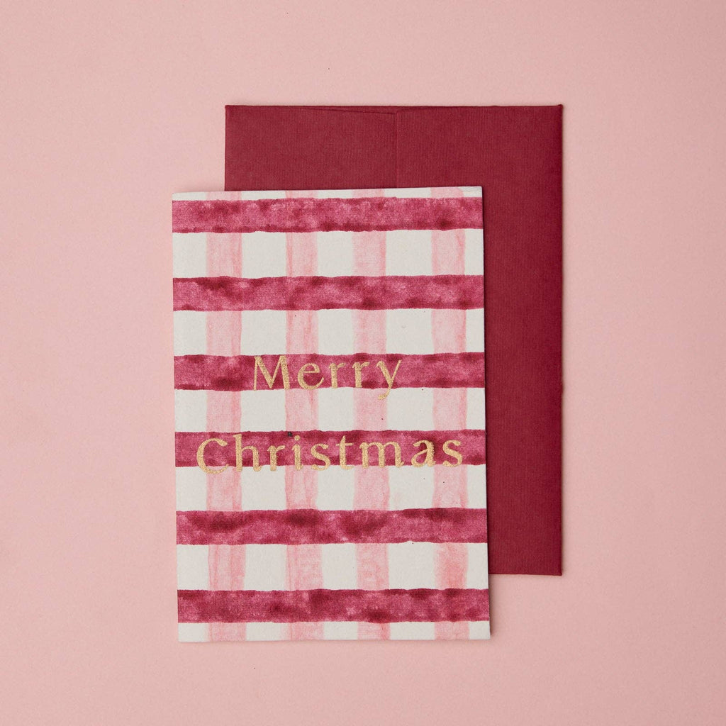 Carte de vœux artisanale Vichy - Merry christmas