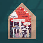 Carte d’anniversaire champignon | Carte Champignons magiques