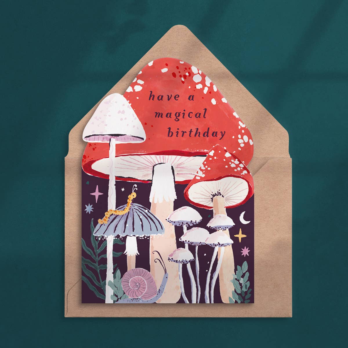 Carte d’anniversaire champignon | Carte Champignons magiques