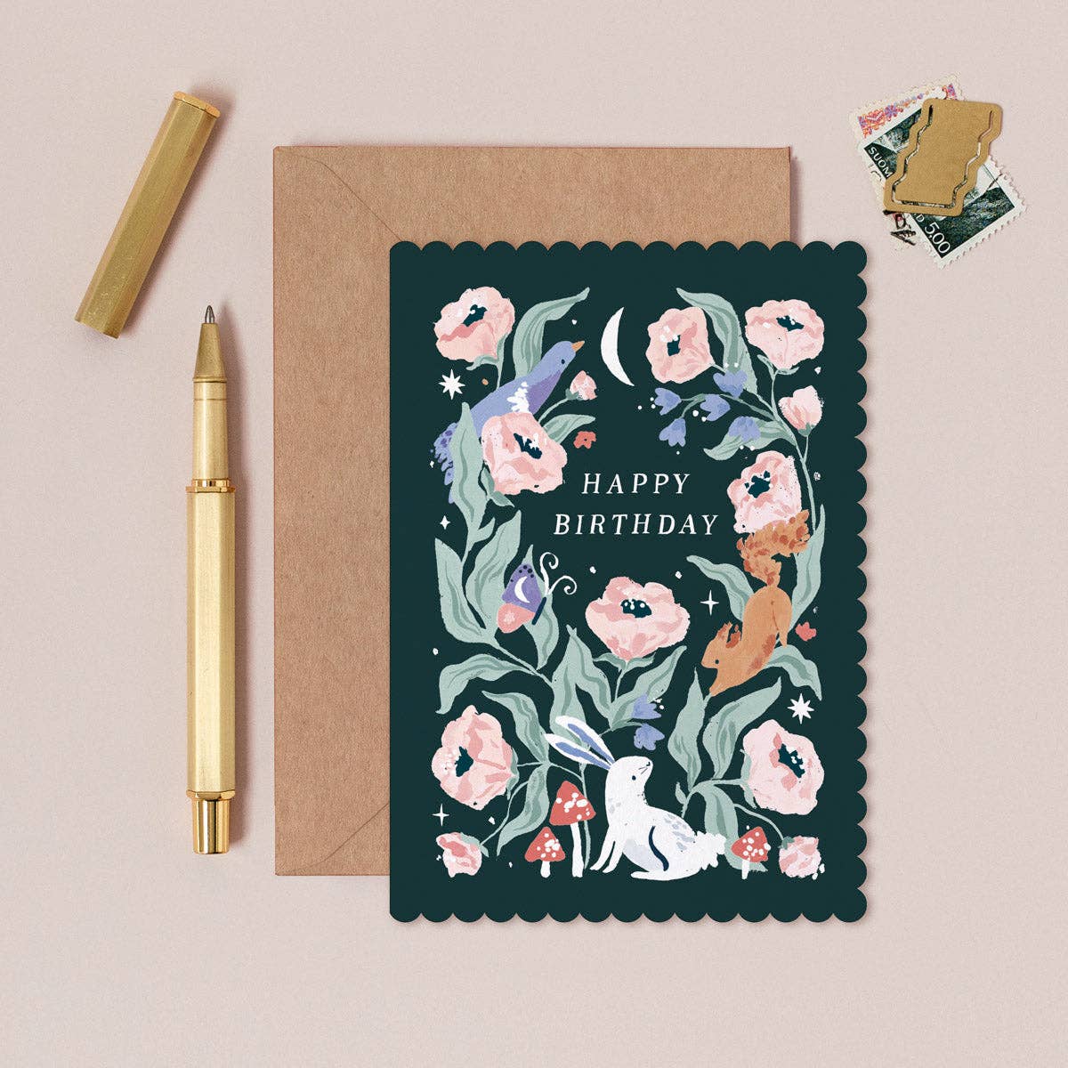 Carte d'anniversaire en forêt | Cartes d'anniversaire botaniques