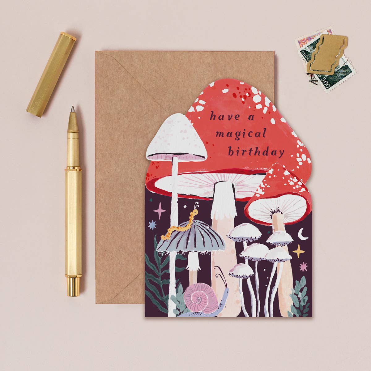 Carte d’anniversaire champignon | Carte Champignons magiques