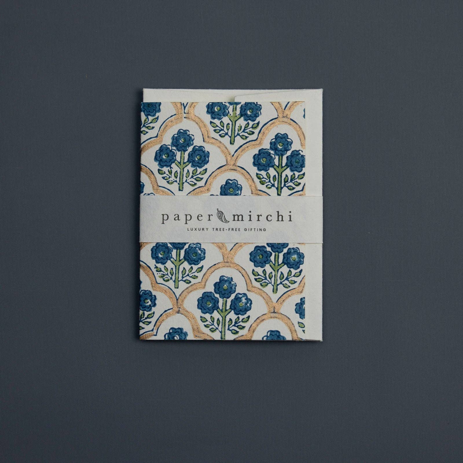 Carte fleurie – Treillage de fleurs bleues indigo