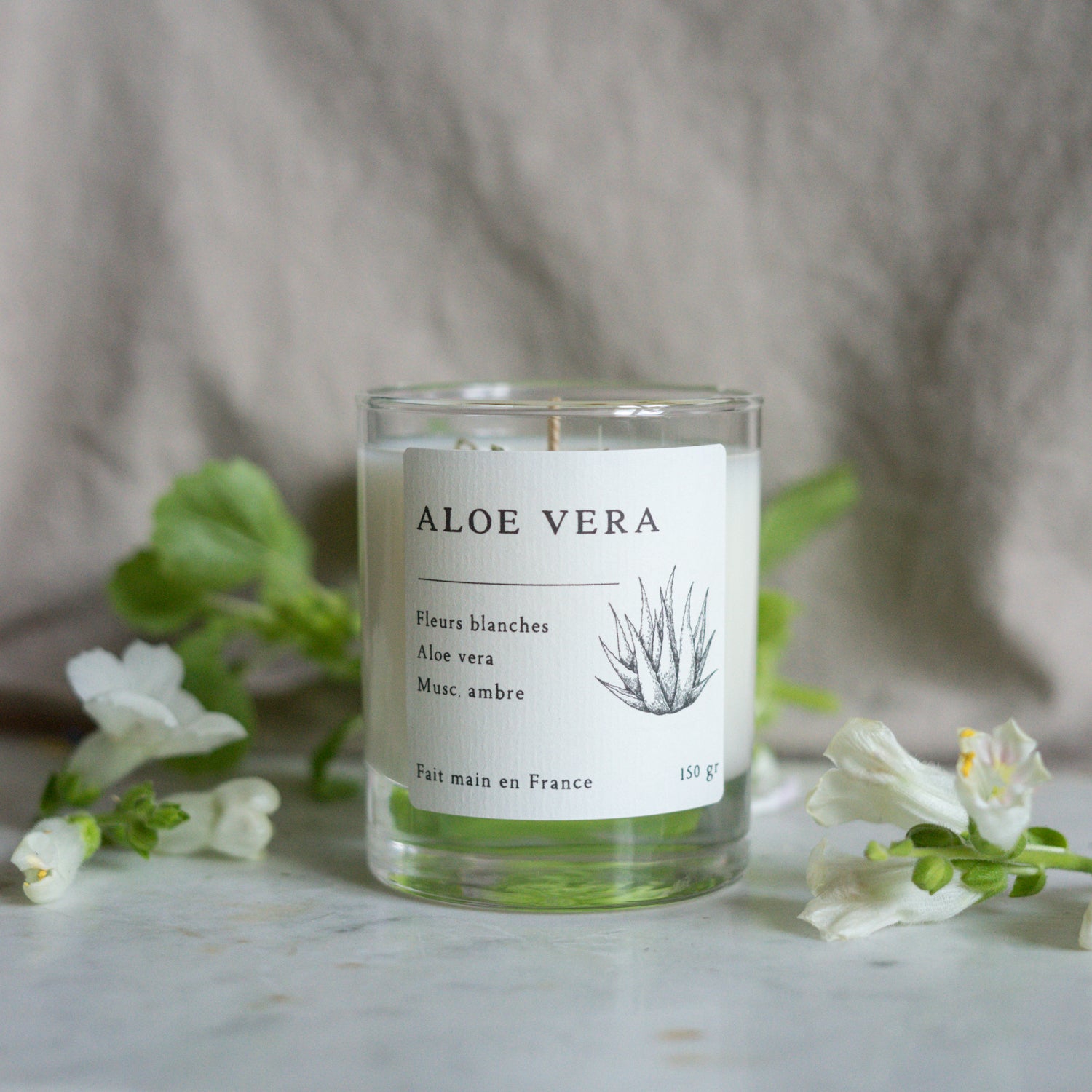 Bougie parfumée artisanale cire végétale - Aloe vera