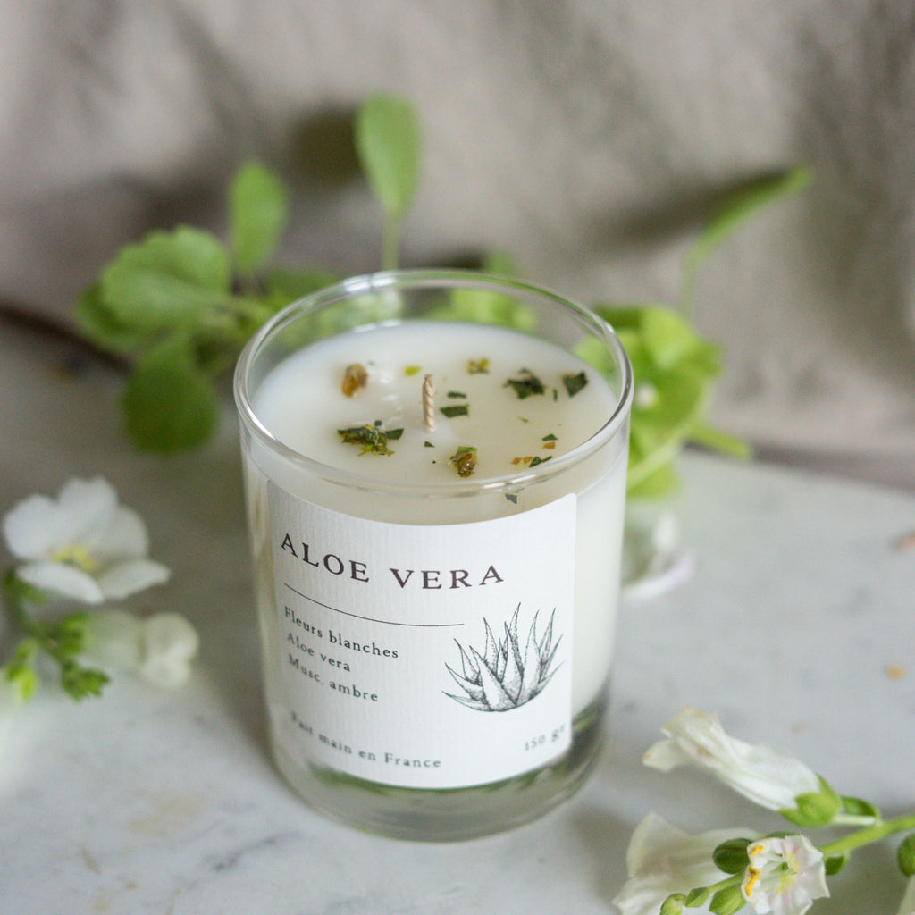 Bougie parfumée artisanale cire végétale - Aloe vera