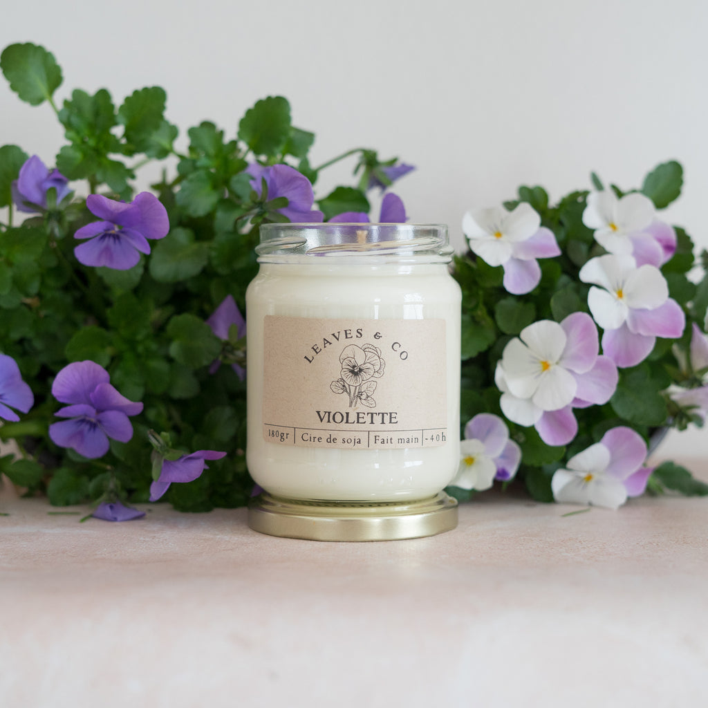 Bougie parfumée artisanale cire végétale - Violette