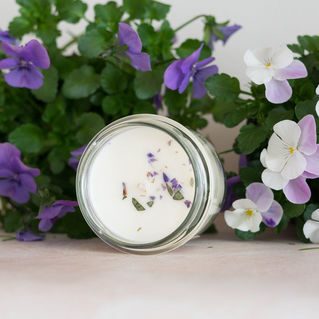 Bougie parfumée artisanale cire végétale - Violette