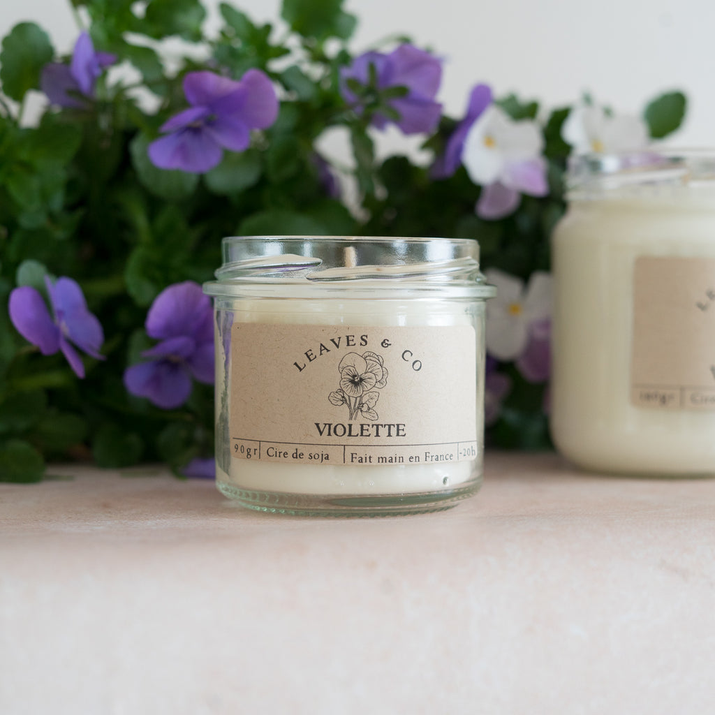 Bougie parfumée artisanale cire végétale - Violette