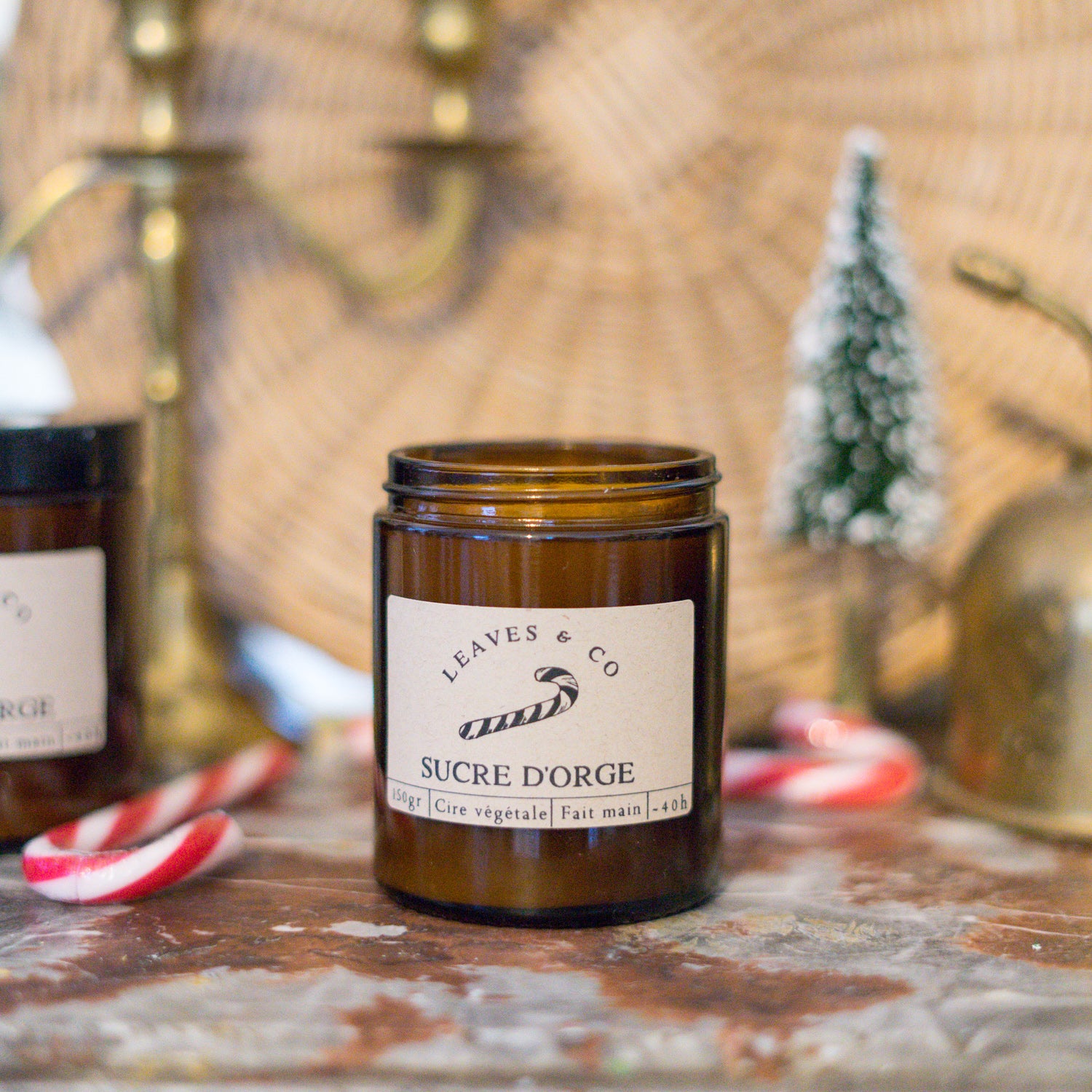 Sucre d'orge Bougie parfumée pot ambré