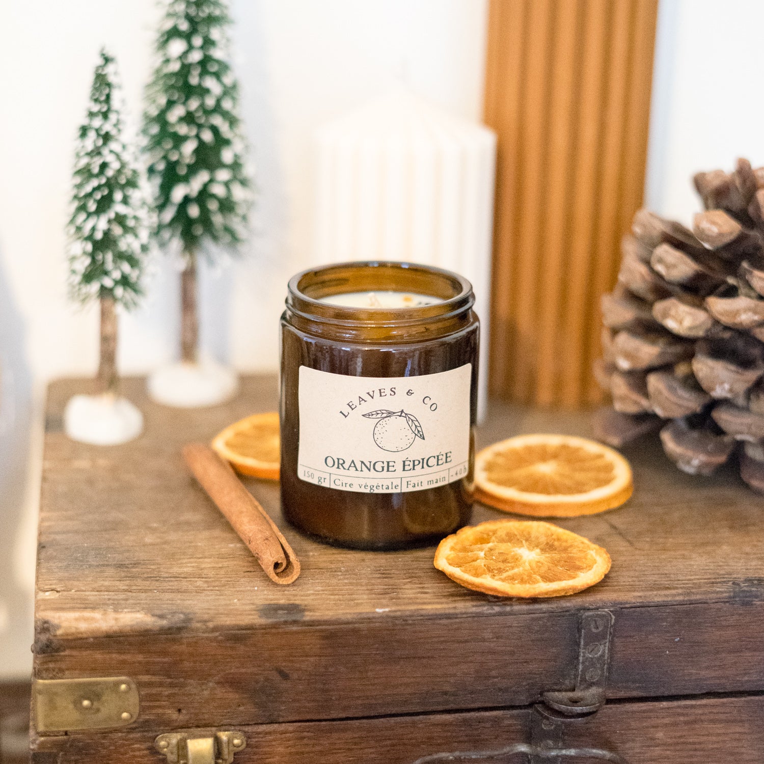 Orange épicée Bougie parfumée pot ambré