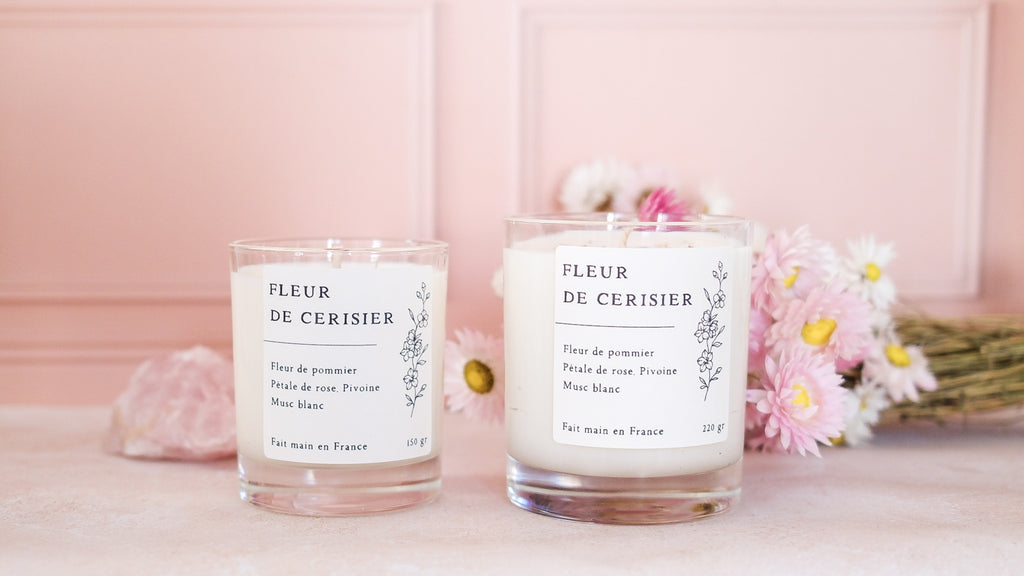 Bougie parfumée artisanale cire végétale - Fleur de cerisier