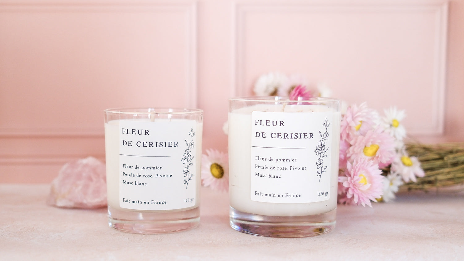 Bougie parfumée artisanale cire végétale - Fleur de cerisier