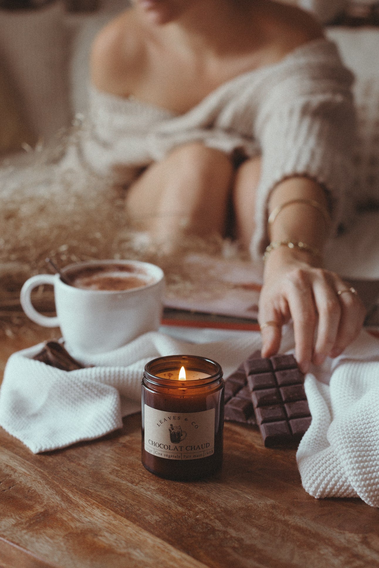 Chocolat chaud Bougie parfumée pot ambré