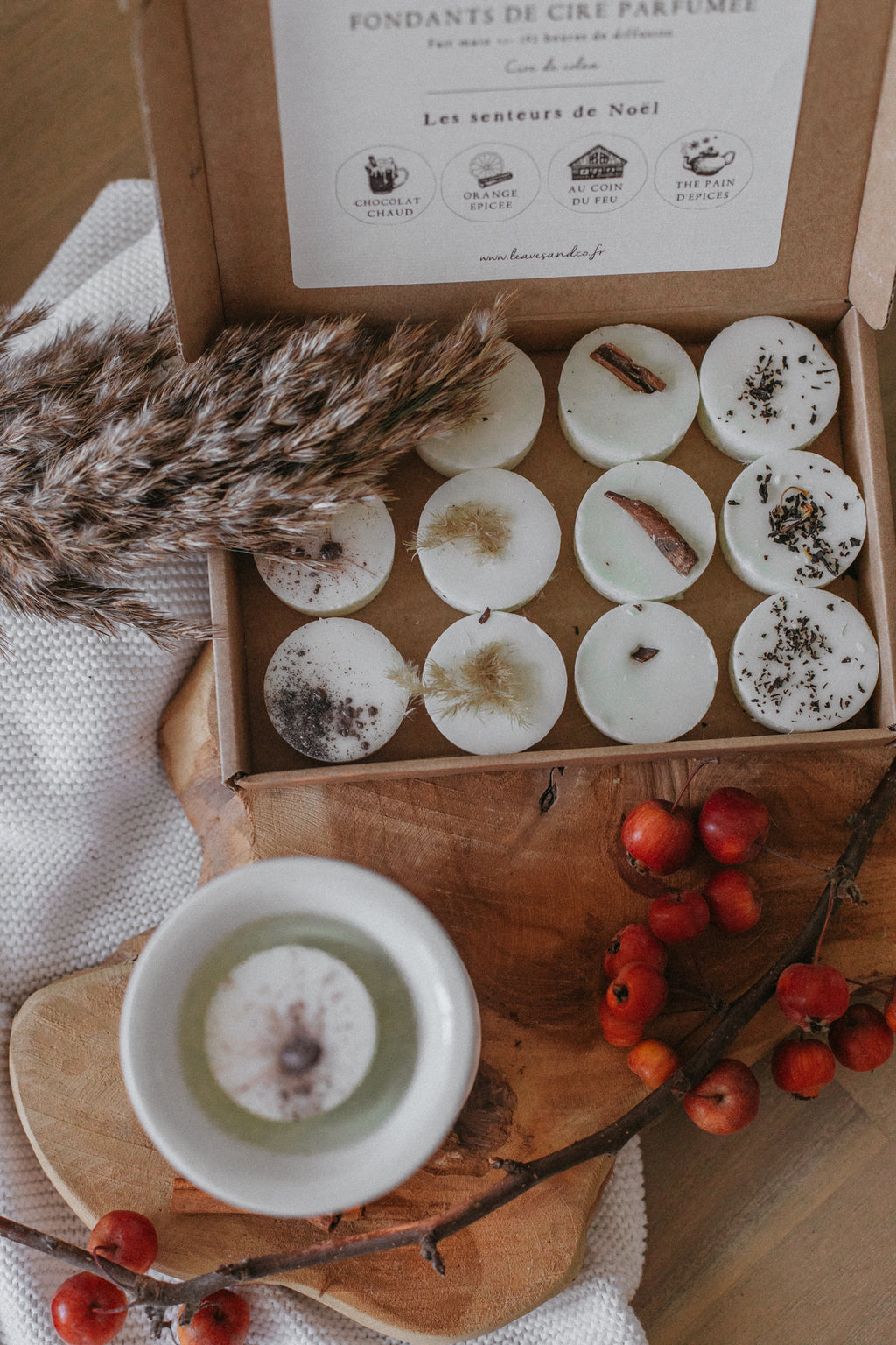 Coffret de 12 fondants de cire parfumée senteurs Noël