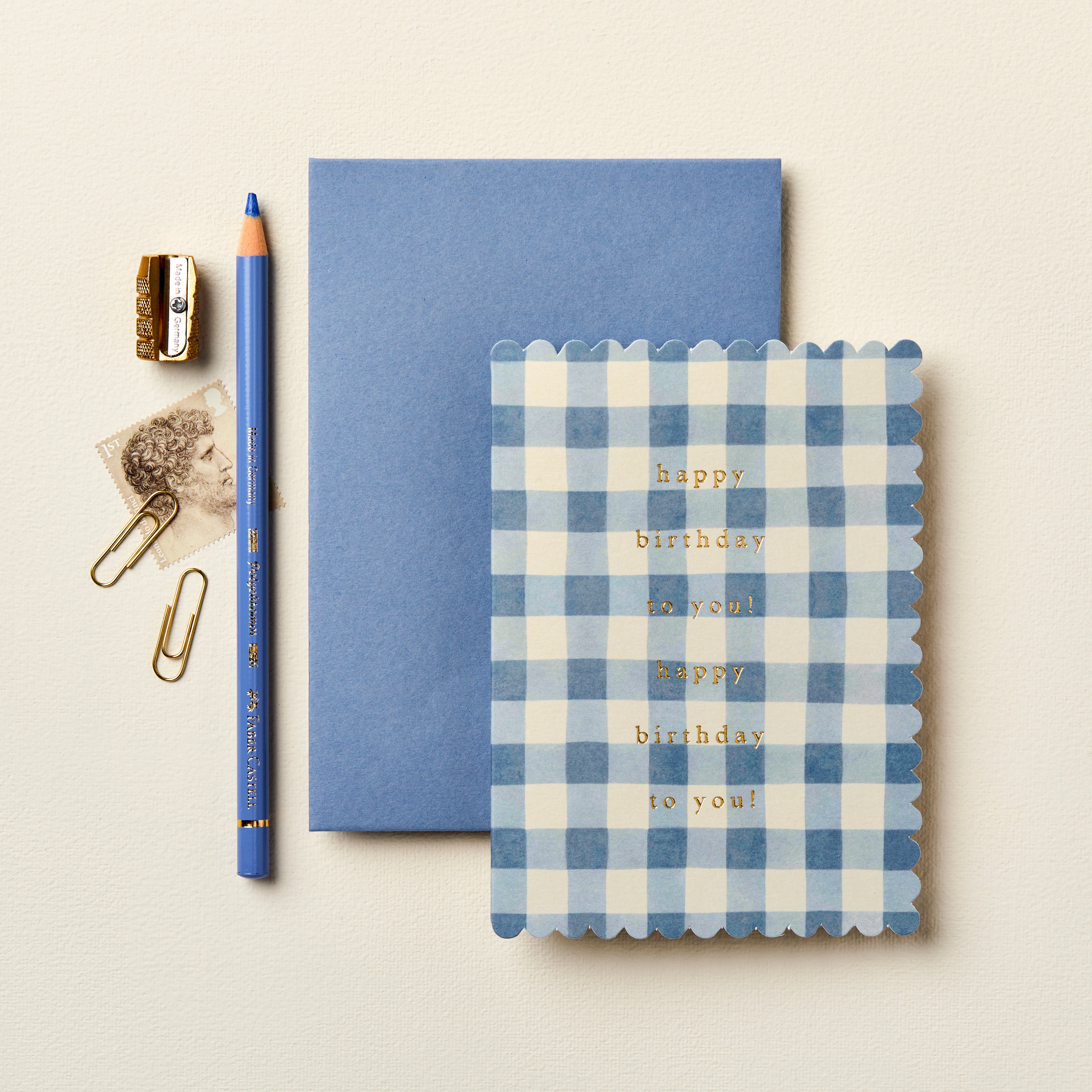 Carte d’anniversaire vichy bleu