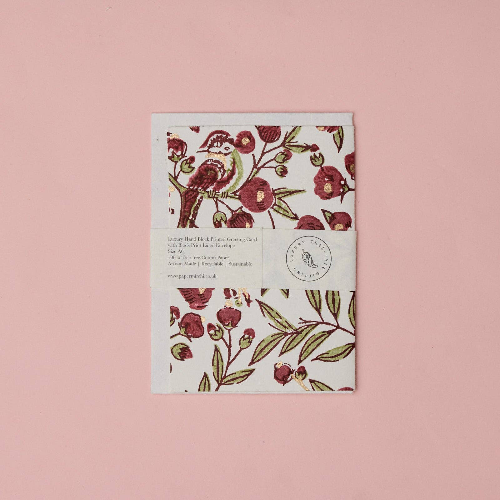 Carte de vœux imprimée au bloc - Fleurs grenat