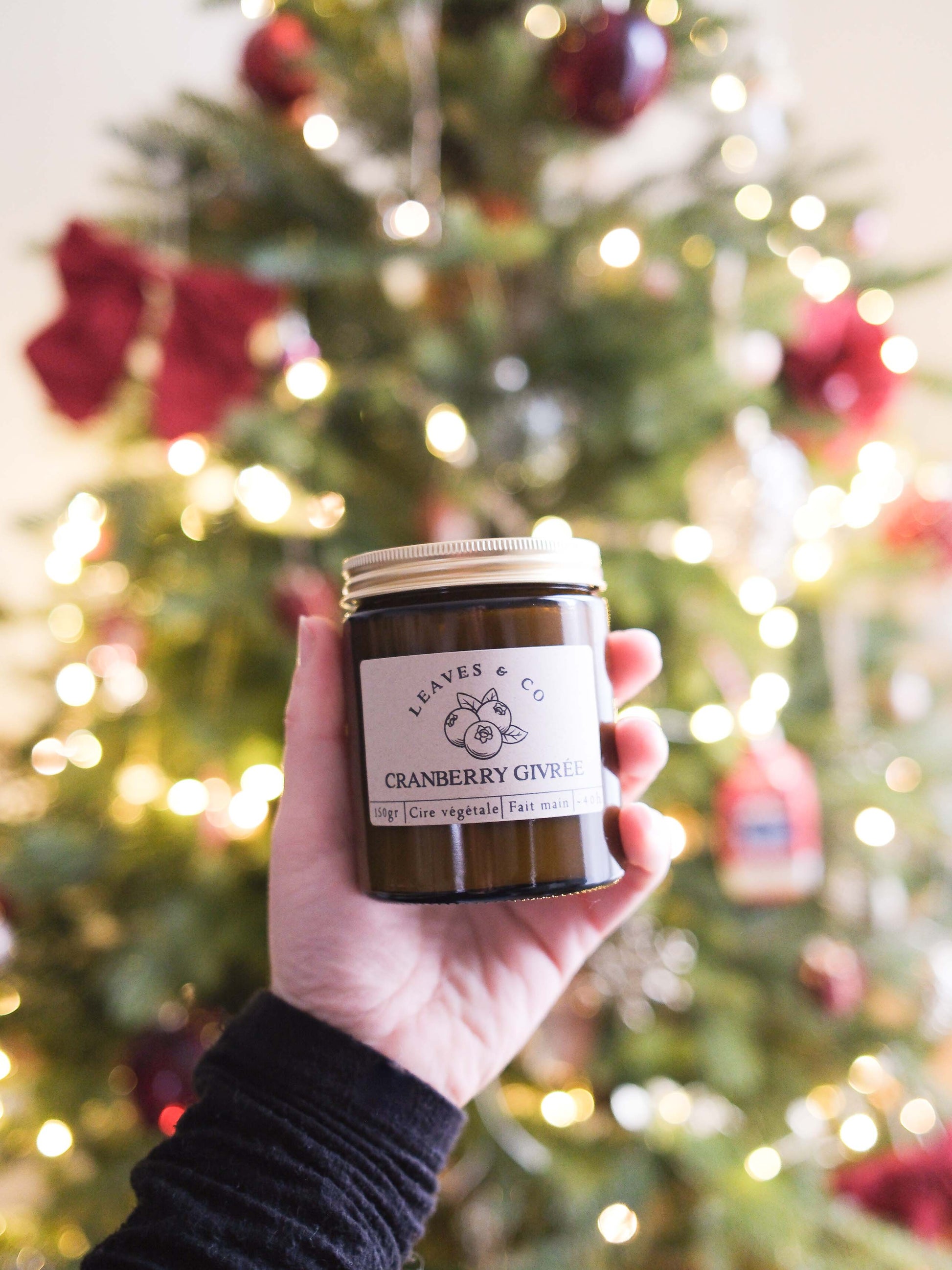 Cranberry givrée - Bougie parfumée pot ambré