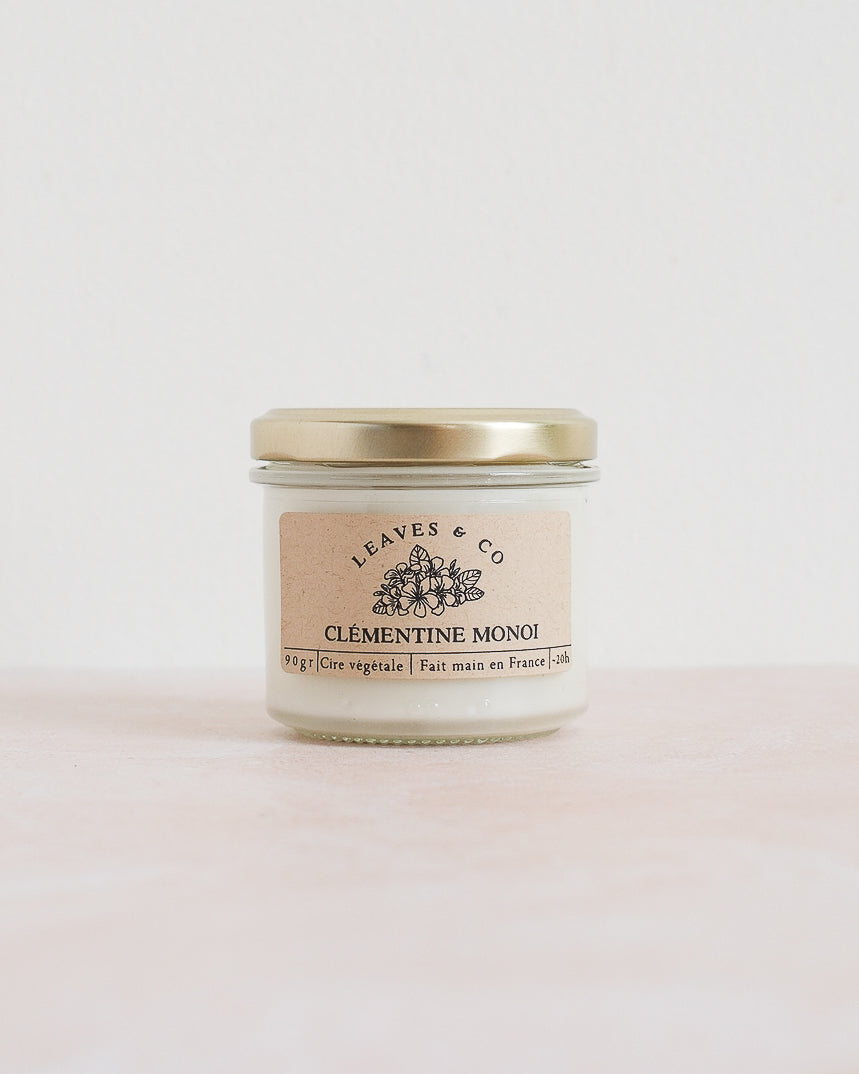 Bougie parfumée artisanale cire végétale - Clémentine monoi