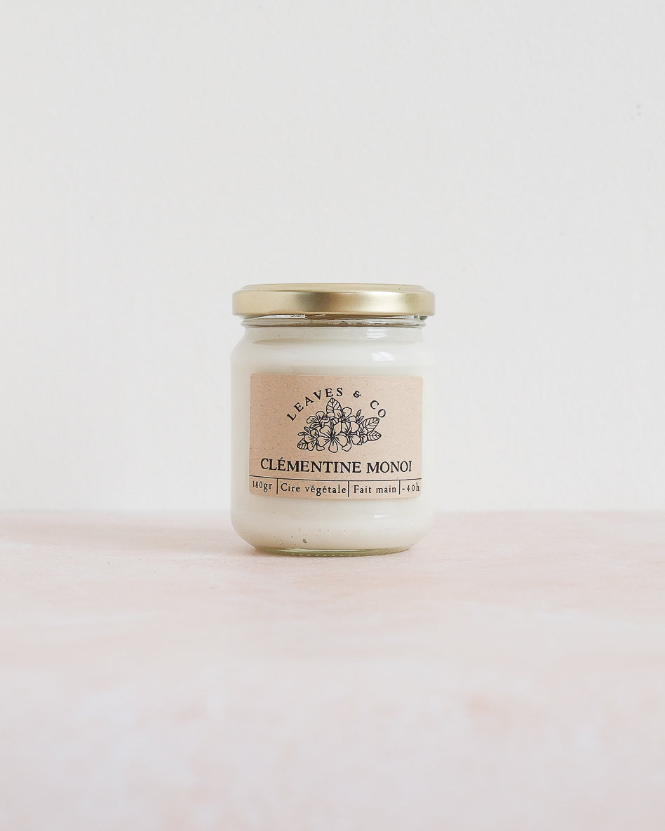 Bougie parfumée artisanale cire végétale - Clémentine monoi