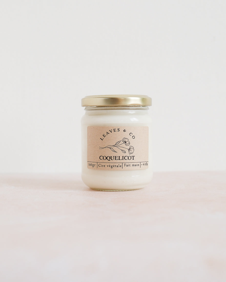 Bougie parfumée artisanale cire végétale - Coquelicot