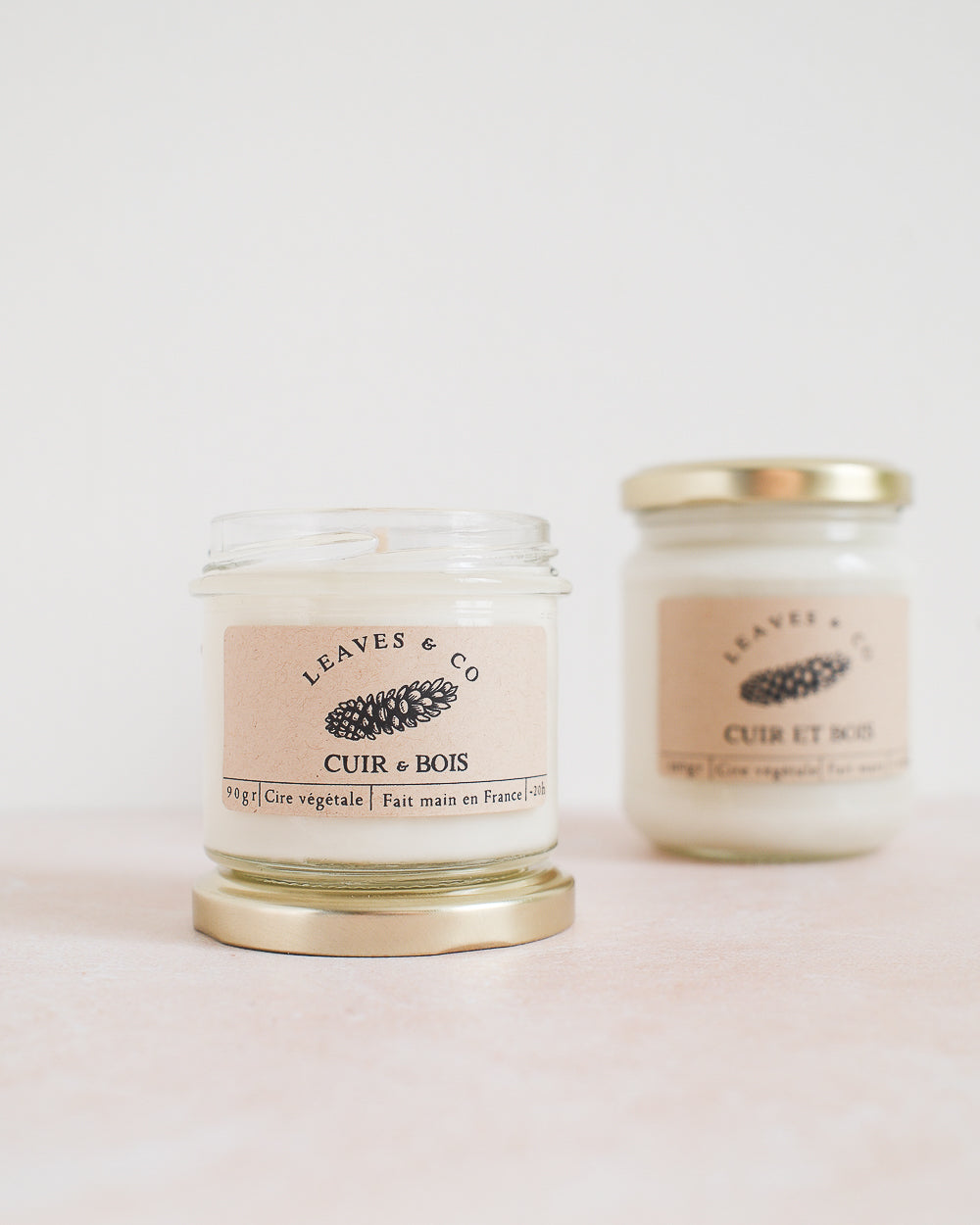 Bougie parfumée artisanale cire végétale - Cuir & Bois