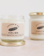 Handmade vegetable wax scented candle - Leather and wood