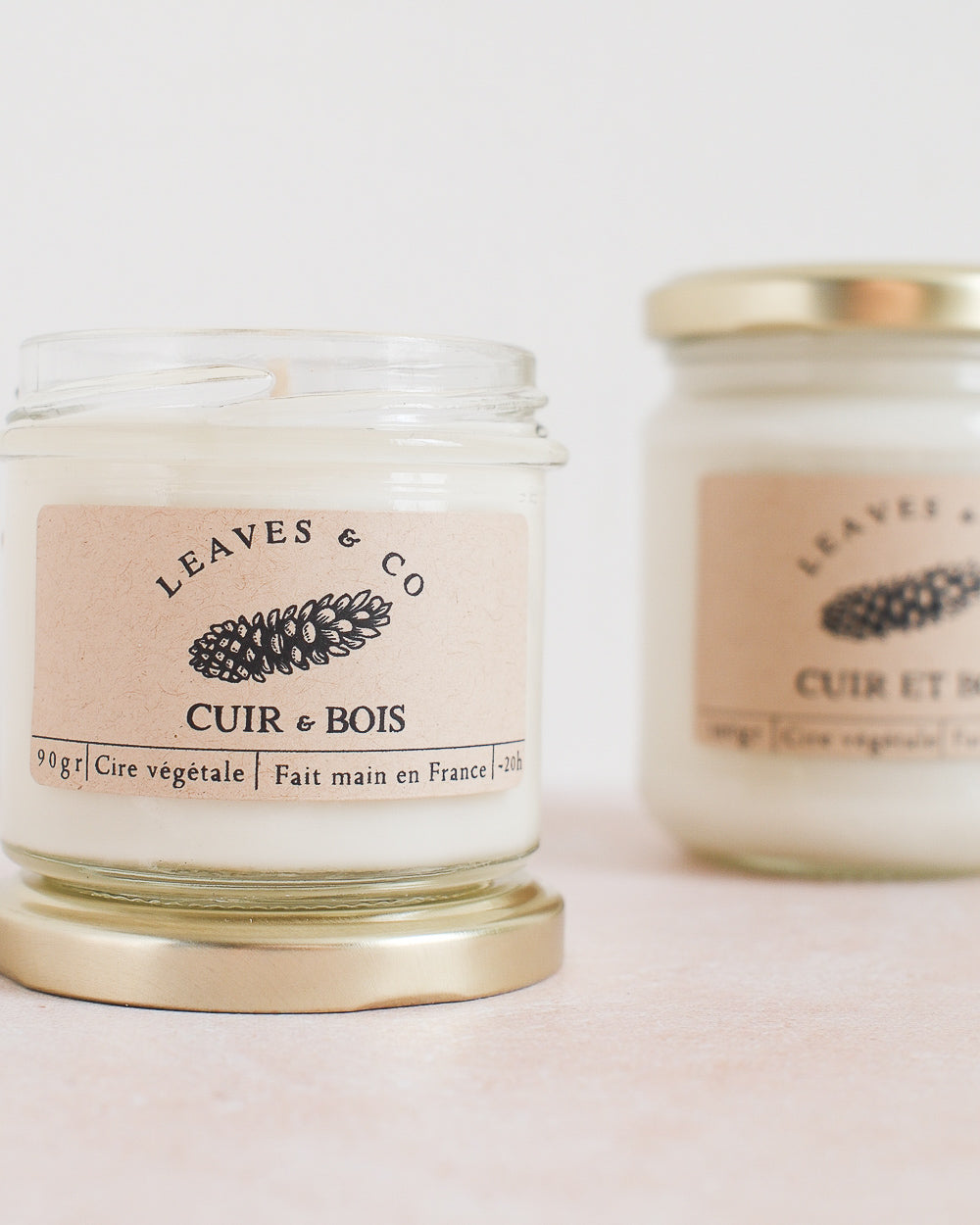 Bougie parfumée artisanale cire végétale - Cuir et bois