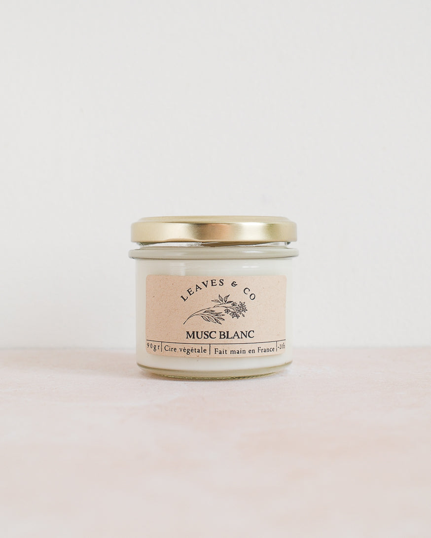 Bougie parfumée artisanale cire végétale - Musc blanc