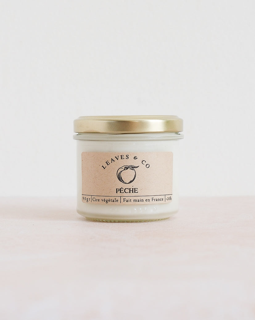 Bougie parfumée artisanale cire végétale - Pêche