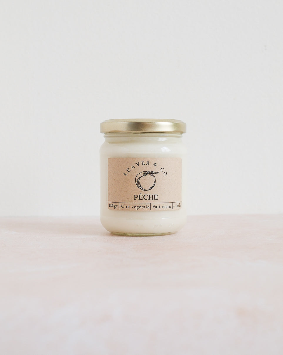 Bougie parfumée artisanale cire végétale - Pêche
