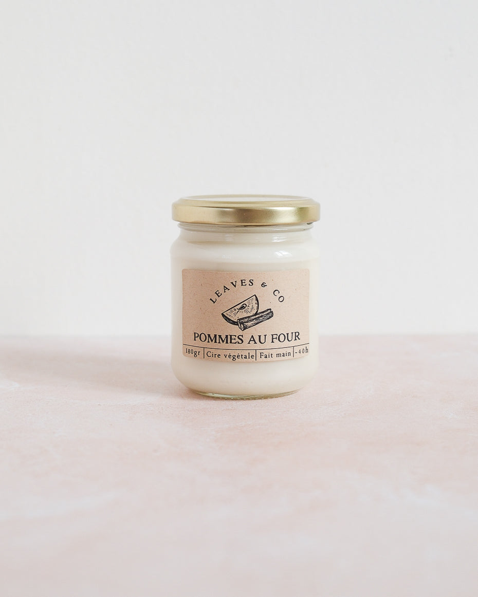 Bougie parfumée artisanale cire végétale - Pommes au four