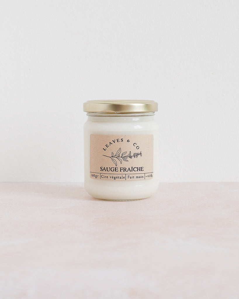 Bougie parfumée artisanale cire végétale - Sauge fraiche
