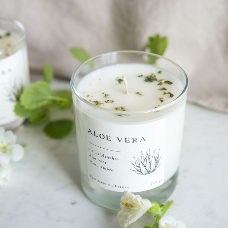 Bougie parfumée artisanale cire végétale - Aloe Vera