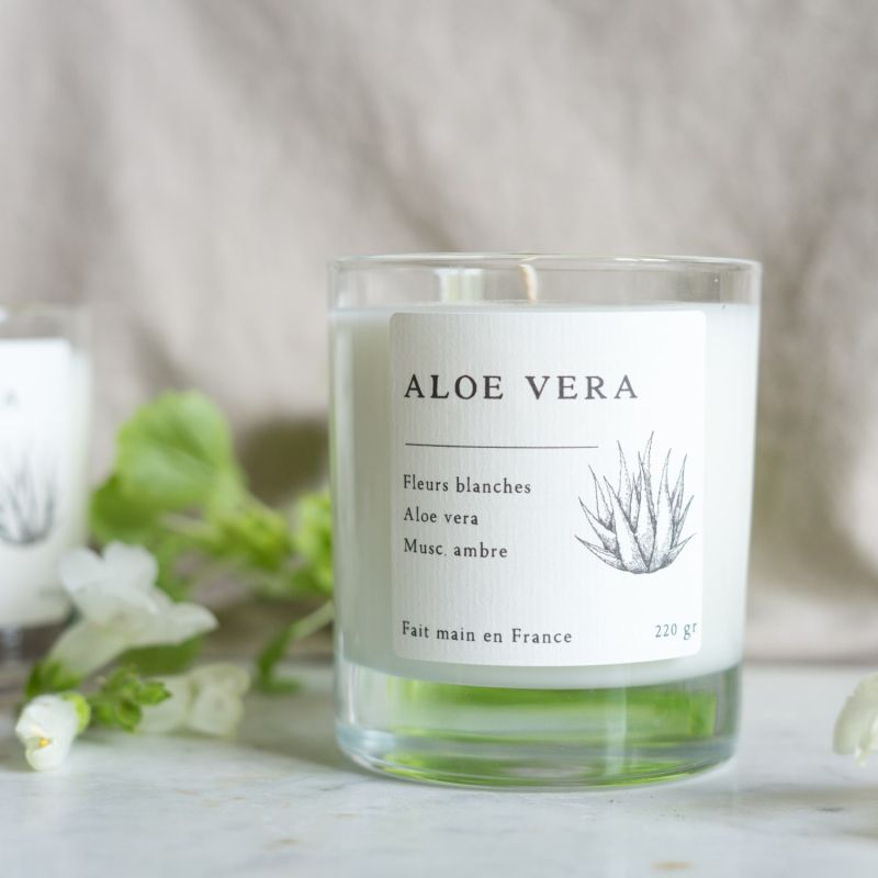 Bougie parfumée artisanale cire végétale - Aloe Vera