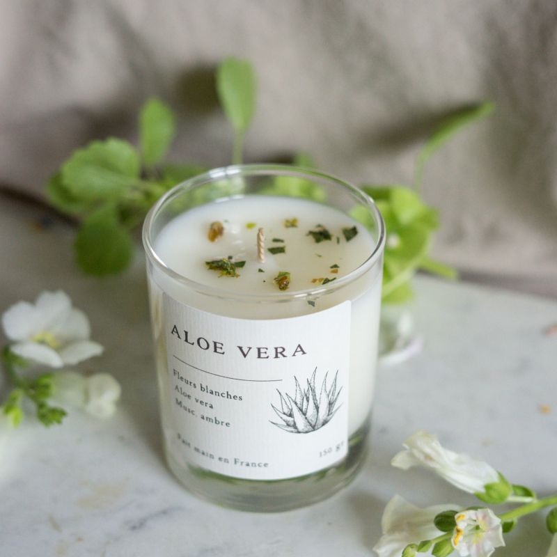 Bougie parfumée artisanale cire végétale - Aloe Vera