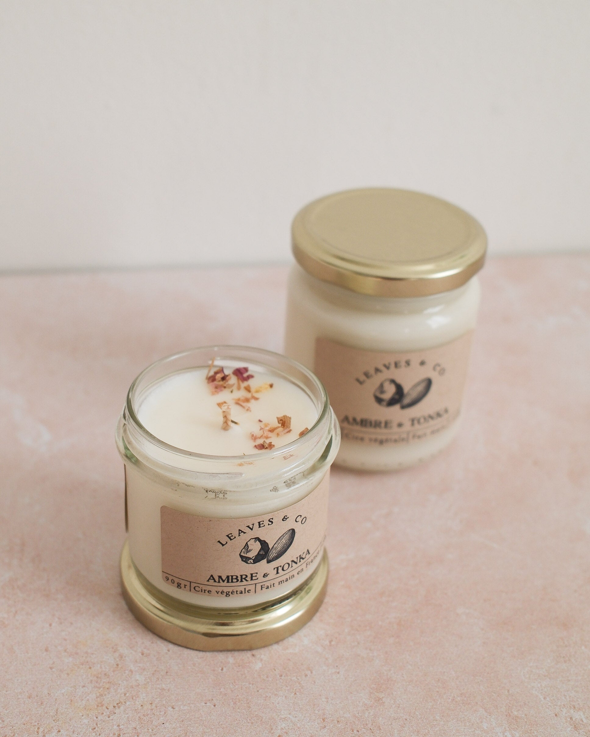 Bougie parfumée artisanale cire végétale - Ambre & Tonka