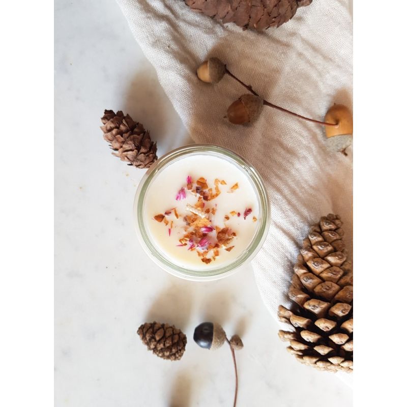 Bougie parfumée artisanale cire végétale - Cuir et bois